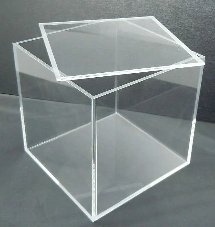 Großhandel cube klar acryl lagerung box plexiglas box mit deckel