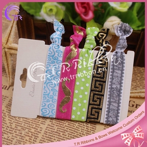<span class=keywords><strong>Chicas</strong></span> personalizados Impreso Elástico Anudado Fold Over Venda Elástico Del Pelo Del Lazo Del Pelo - Product Image 1