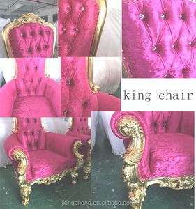 Mobili dell'hotel in legno intaglio di lusso in oro bianco <span class=keywords><strong>barocco</strong></span> francese con schienale alto a buon mercato in pelle regina re trono JC-SF06 - Product Image 5