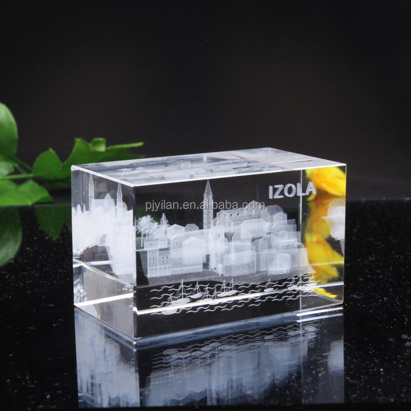 Бесплатная доставка, новый дизайн, красивый 3D лазерный кристаллический кубик в виде деревни для украшения дома