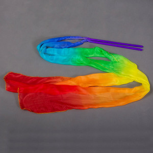 Serpentinas de seda para danza del vientre superior de 2M, cinta de arcoíris <span class=keywords><strong>rítmica</strong></span> para gimnasia de danza Oriental con palos, serpentinas giratorias para baile de gimnasio - Product Image 2