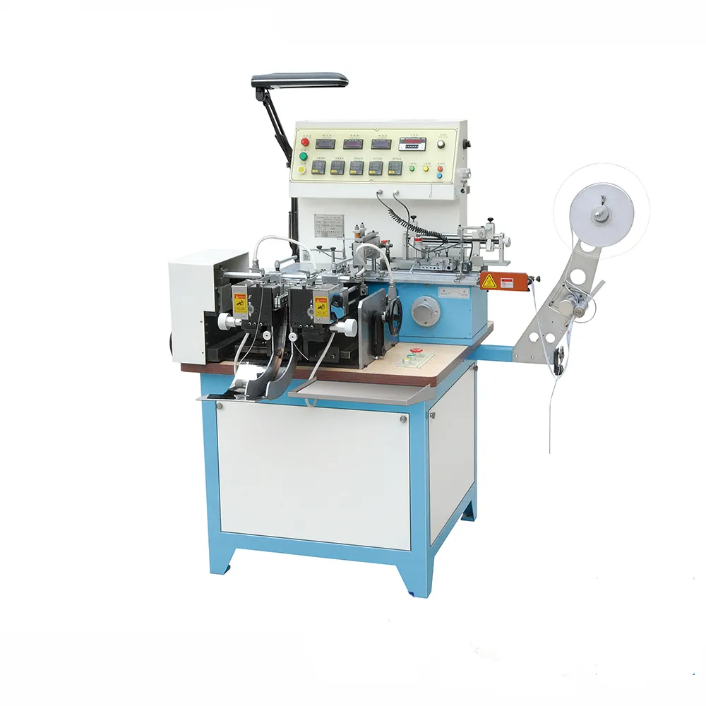 JZ-2817 mesin potong dan lipat Label anyam multifungsi mesin cuci garmen mesin pemotong Label pita Satin harga rendah