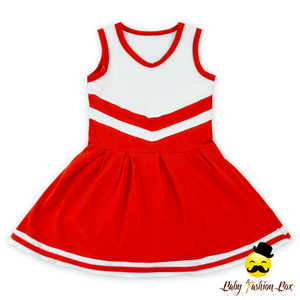 Vestido Deportivo de Verano sin Mangas <span class=keywords><strong>Rojo</strong></span> y Blanco para Niña, de Algodón, para Animadoras - Product Image 1