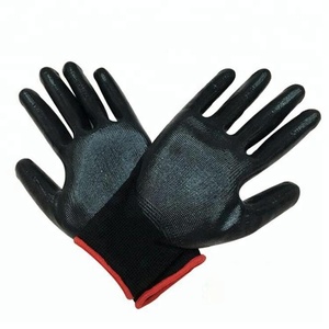Sarung tangan telapak tangan dilapisi nitril PU nilon tipis 13 meteran Hitam Biru tahan lama & ukuran nyaman XS-XXXL - Product Image 2