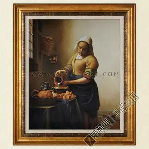 La milkmaid, 1658-60 di circa, 100% classica handmade tela riproduzione di johannes vermeer