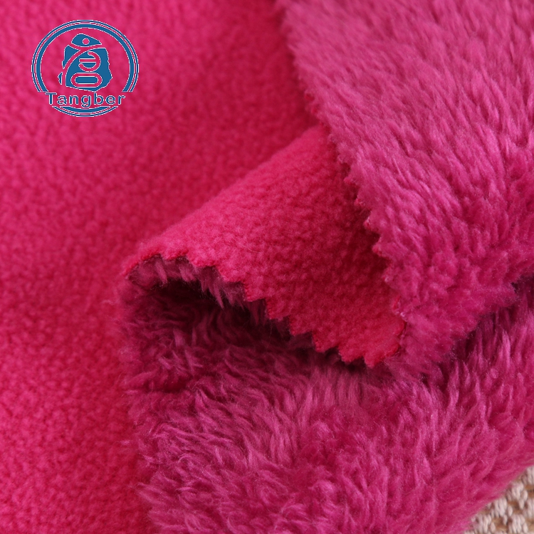 Polar fleece sherpa fabric warm soft touch solid color 100 polyester sherpa fabric bonded polar fleece