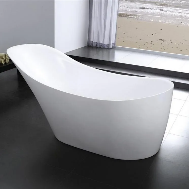 Aifol 63 Pollici Moderna profondo Ammollo Freestanding vasca da bagno in Acrilico bagno Shoe trasparente in fibra di vetro Vasca da bagno per adulti