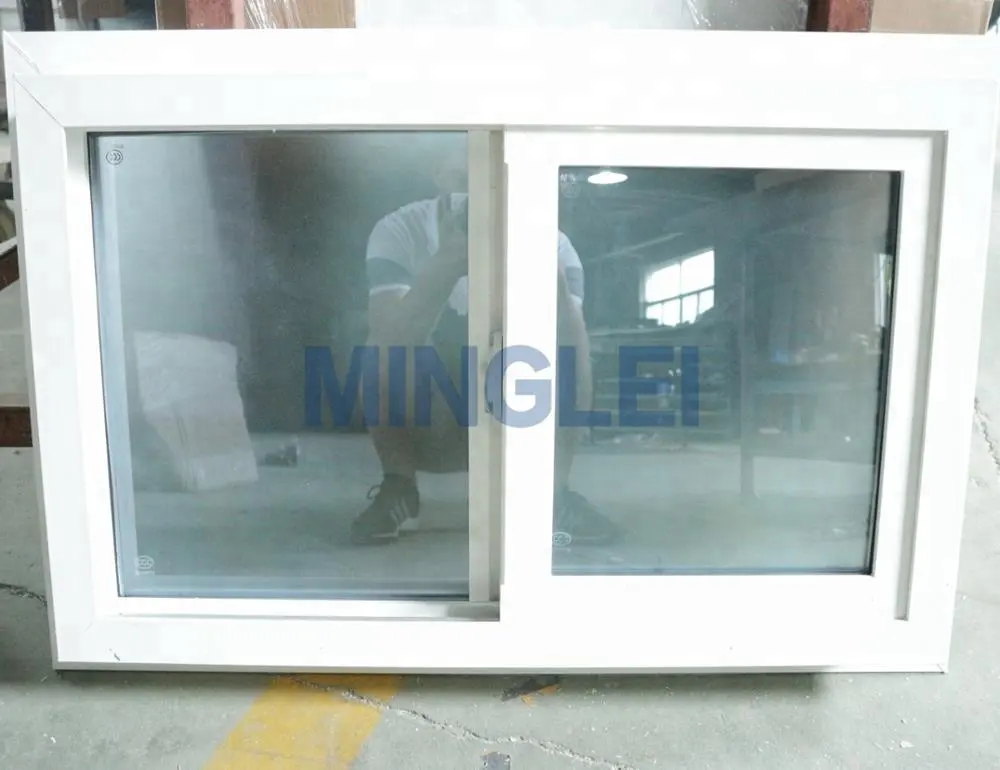 Minglei küçük banyo temperli cam upvc sürgülü pencere mesh ile