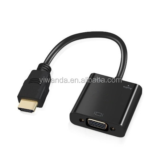 Позолоченный 1080P активный адаптер HDMI-VGA видеопреобразователь с Micro USB и аудиокабелем 3,5 мм для ПК/ноутбука/DVD