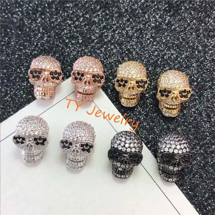 Thương Hiệu Mới Tự Làm Trắng CZ Ghost Shape Skull Hạt Phổ Biến 24K Mạ Vàng Chất Lượng Cao Thời Trang Hạt Để Làm Đồ Trang Sức