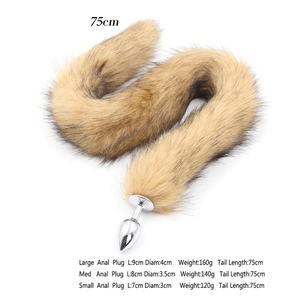 大型ステンレス製アナルプラグ人工フォックステール付き大人BDSMボンデージテールバットプラグセックスおもちゃ - Product Image 5