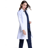 Uniforme d'infirmière à manches longues, col montant pour femmes, uniforme d'infirmière, manteau de laboratoire blanc à coupe étroite, nouvelle collection de printemps