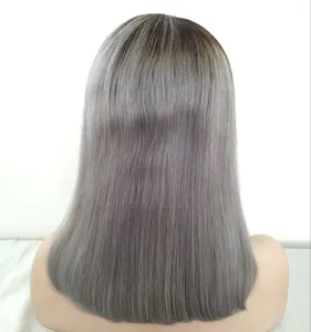 Cuticle Aligned Brazilian Hair Wig Human Hair Brazilian High Quality Grey Full Lace Human Hair Wig Factory Direct Sales