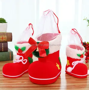 Lindo caramelo de la Navidad botas bolsa colgante decorativo rojo botas de Navidad
