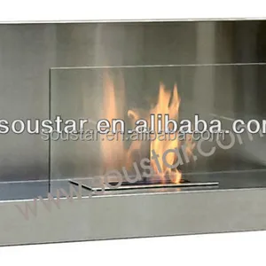 L shaped wall mounted bio ethanol/alcohol glass fireplace