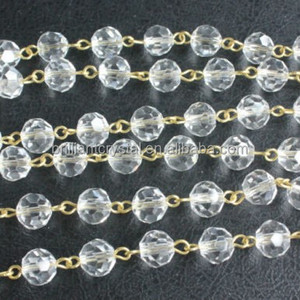 Lustre de vidro transparente, pés, contas, 10mm, de cristal, peça de lâmpada, para casamento, corrente de latão - Product Image 2