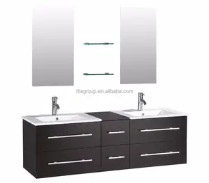 Modern elegant wall mounted solid wood bathroom cabinets with sinks vanity