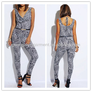 <span class=keywords><strong>leopardo</strong></span> animal impreso cowl cuello corbata de lazo de vuelta con cinturón clubbing bodycon apto <span class=keywords><strong>mono</strong></span> catsuit - Product Image 1