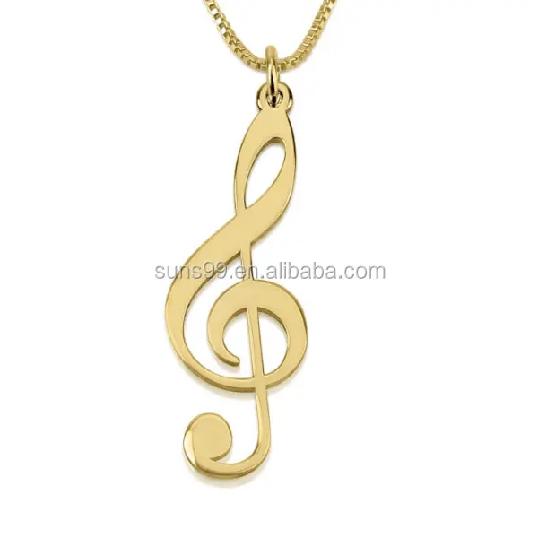 Gold Necklace Designs In 10 Gram Jewelleries 24k Gold Plated Musical Sol Note Necklace