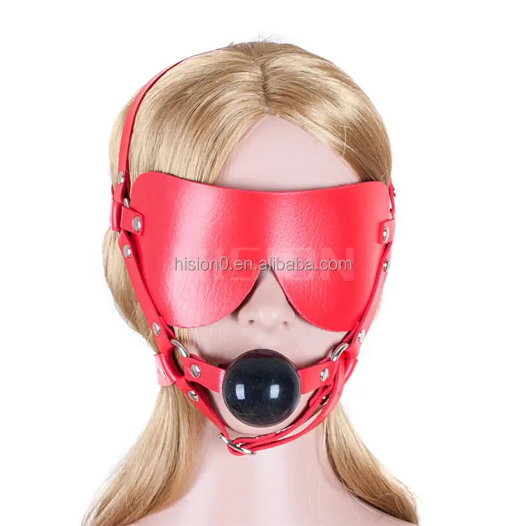 NEW Miệng Restraints Điều Chỉnh Head Harness Miệng Gag Với Balck Bóng Tôn Sùng Vành Đai Da Bóng Gag Với Mặt Nạ Mắt