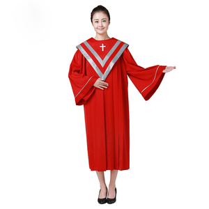 Vestido de noche rojo y blanco personalizado para mujeres, traje para Clérigo o iglesia - Product Image 3