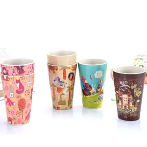 生态可重复使用的竹纤维旅行咖啡杯可重复使用的环保外卖咖啡杯天然有机竹纤维杯子