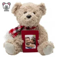 2019 New Christmas Gift Stuffed Animal Plush Teddy Bear Picture Photo Frame With Scarf Custom Cute Soft Plush Toy Photo Frame