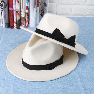 Sombrero de Panamá <span class=keywords><strong>blanco</strong></span> de fieltro de lana de Michael Jackson MJ, gorra de estilo de personaje Fedora para negocios o al aire libre, sombrero de traje de lana blanca - Product Image 5