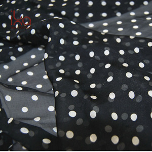 100% Pure Natuurlijke Zijde Materiaal Stip 6 MM Gedrukt Transparante Zijde <span class=keywords><strong>Chiffon</strong></span> Stof voor Jurken
