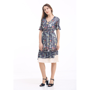 Yileya las señoras ocasionales simple vestido de <span class=keywords><strong>la</strong></span> manera, impresión floral de señora vestido - Product Image 1