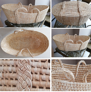 Cesta de bebé suave tejida de paja Natural hecha a mano barata africana - Product Image 3
