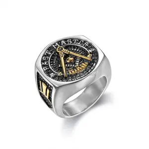 2018 New Silver Gold Two Tone Masonic Past Master Msonic Ring Unique Handcrafted Free Mason jewelry Highly Collectible For Men
