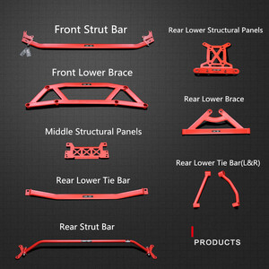LVTU คุณภาพสูง Strut Bar Strut ชุด Subframe รั้งสำหรับ Ford Focus 2005-2011รถแข่งแรงแข็งแรง Body - Product Image 2