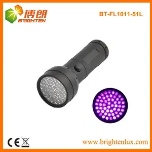 Prezzo di fabbrica 395nm 51 in alluminio ha portato luce ultravioletta nera uv torcia torcia elettrica 3aa, spot scorpioni, delle urine animali da compagnia, denaro falso