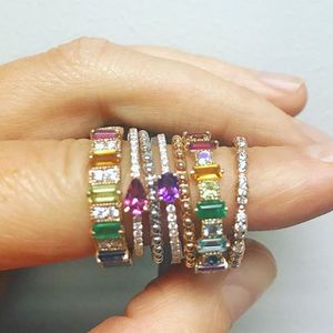 rainbow Cubic Zirconia <strong>Ring</strong> <strong>Gold</strong> Plated 2023 New Arrived Finger <strong>Cocktail</strong> Fashion Jewelry <strong>Rings</strong> - Product Image 1