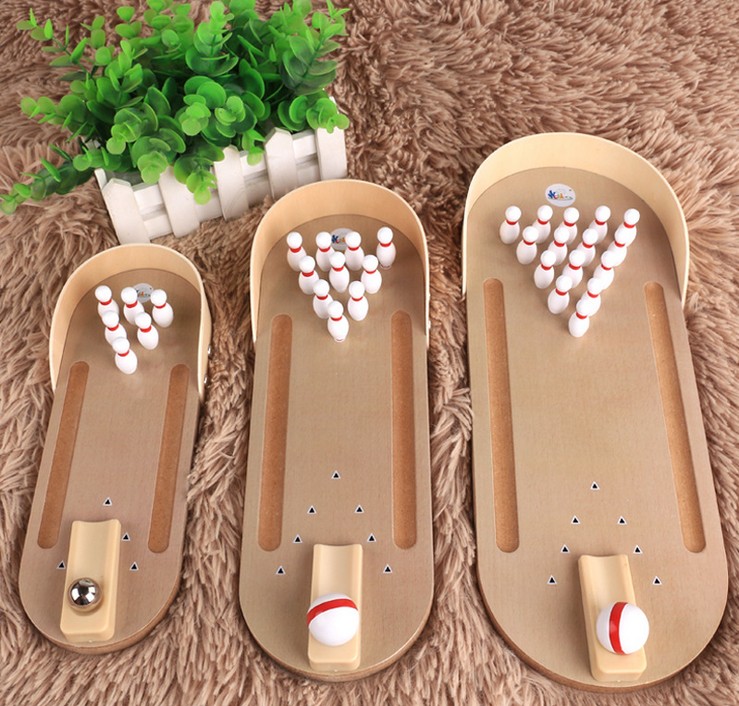 Оптовая продажа, детские развивающие игрушки-головоломки, Деревянный Мини-шар для боулинга на столе