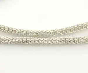 Round Mesh Chain Sterling Silver 925 Semi-finished Chain in Roll