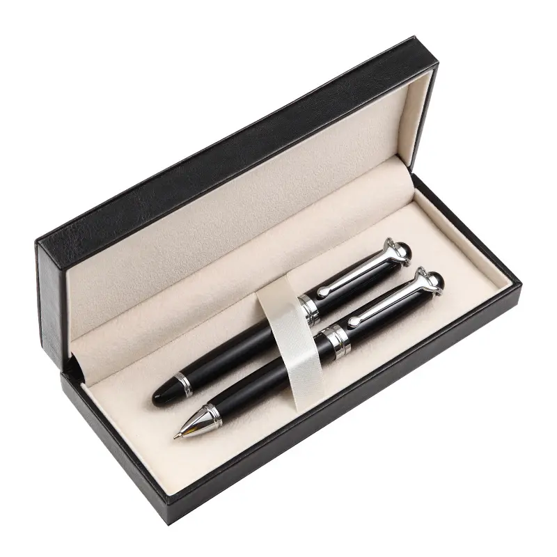 Luxury business zusammenarbeit büro schreibwaren geschenk idee taschenlampe clip 2 Brunnen roller ball pen und kugelschreiber set in geschenk box