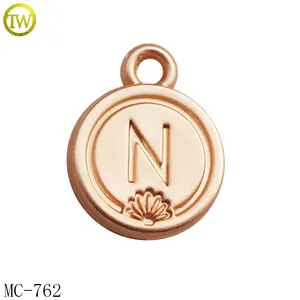 Colgante personalizado con logotipo grabado en oro mate, forma redonda, tamaño mini, para pulseras