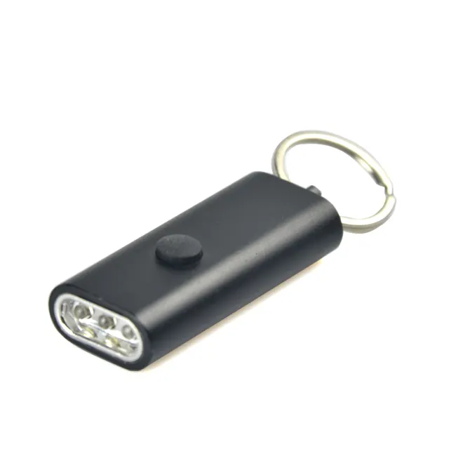 Battery powered Aluminum Mini Flashlight Torch Key Chain 3 LED Keychain Light