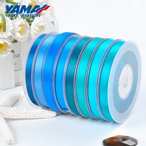 YAMA Satin Ribbon Factory Stocked Wholesale Polyester Single/double Faced Sky Blue Double Face RIBBONS 100% Polyester 196 Colors