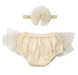 2017 de algodón de bebé bloomer con volantes ropa niñas tutu bloomer con pelo - Product Image 6