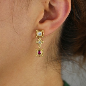 Boucles d'oreilles vintage pour femmes, bijoux en plaqué or, style palais, classique, mode, pendentifs - Product Image 3