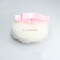 Ruban en satin personnalisé, fourrure synthétique blanche lavable, imprimé sérigraphié, paillettes cosmétiques, motif circulaire, marque JDK&OEM, Puff