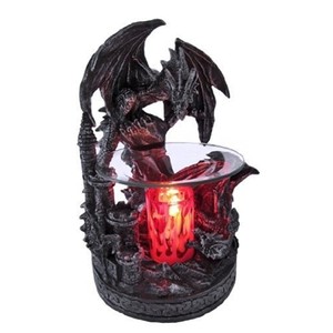 Polyresin Oil <strong>burner</strong> Dragon Oil Warmer - Polyresin Dual Dragons &amp; Castle - <strong>Candle</strong> <strong>Burner</strong> - Product Image 1