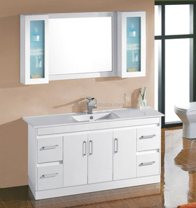 Hotel Australia Customized Washing Basin PVC Floor Bathroom <strong>Vanity</strong> <strong>Unit</strong> <strong>Wood</strong> Mirrored Hanging Sink Bathroom Cabinet Set - Product Image 1