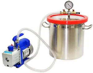 Korea hot sale 220v/60hz high volume 8 cfm 3/4 hp air conditioning vacuum pump and 5 gal vacuum degassing chamber