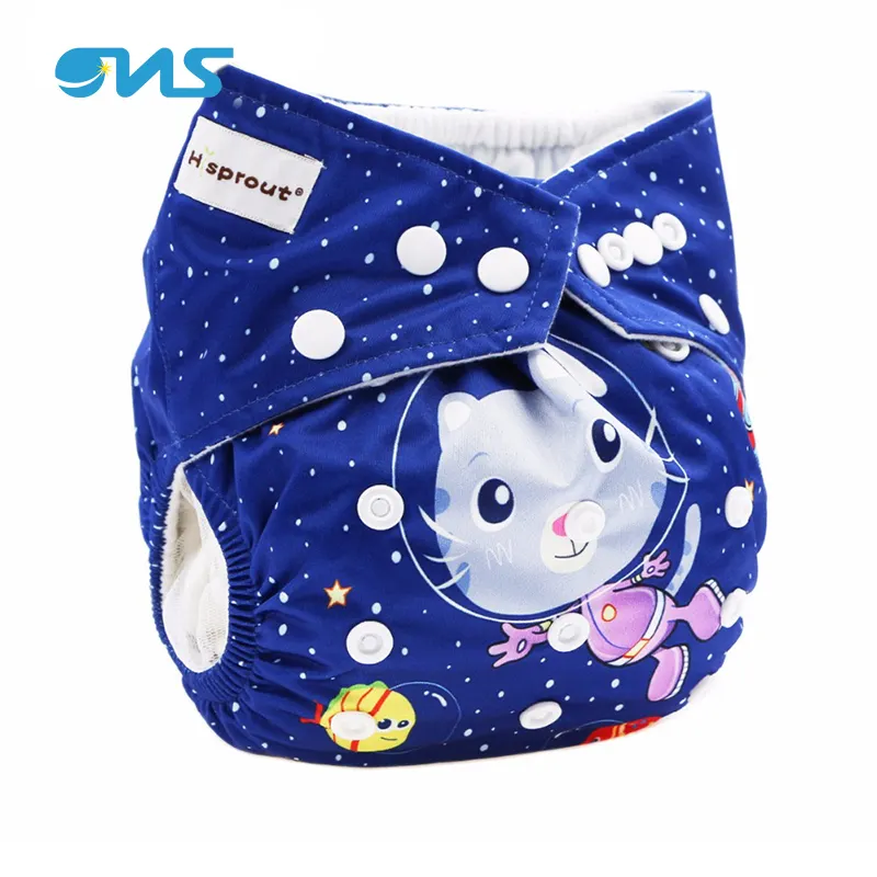 Kwaii Cute Cat Baby Cloth Diaper Baby Reusable Washable All 1 Size Cloth Pocket Diapers
