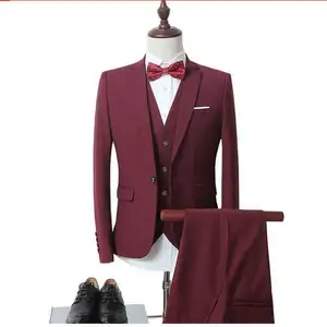 WB011 (Jacket+Vest+Pants) Men Slim Fit Suits Plus Size M- 6XL Mens White Wedding Suits With Pants Business Mens Formal Wear