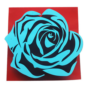 งานฝีมือศิลปะสมัยใหม่รูปปั้นงานศิลปะติดผนังโลหะรูปดอกกุหลาบดอกไม้ตกแต่งบ้านหรูหราเครื่องประดับของโรงแรมในร่มที่จัดแสดงหน้าต่าง - Product Image 1